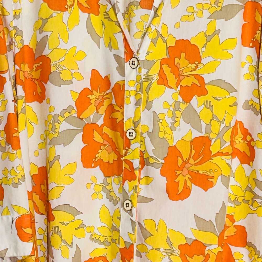 Foxcroft wrinkle free shaped fit women's button blouse retro bright floral 24W - Picture 3 of 9